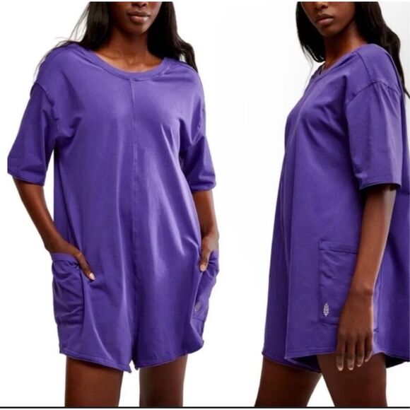 FP Movement Purple Hot Shot Romper Shorts Size Small - Picture 1 of 5
